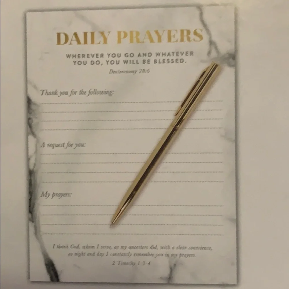 Daily prayer set, boxed papers and gold pen, new